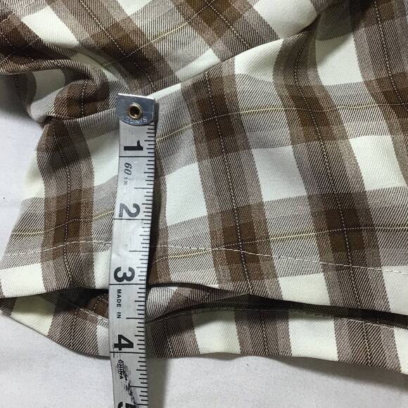 UNIQUE VINTAGE SZ M brown plaid high waist retro style skort short NWT B88 - Picture 7 of 10